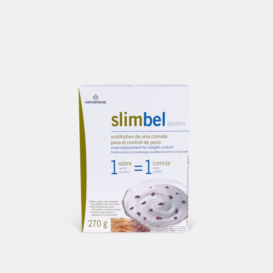 Slimbel System. Budyń o smaku jogurtowym z płatkami zbożowymi w czekoladzie.